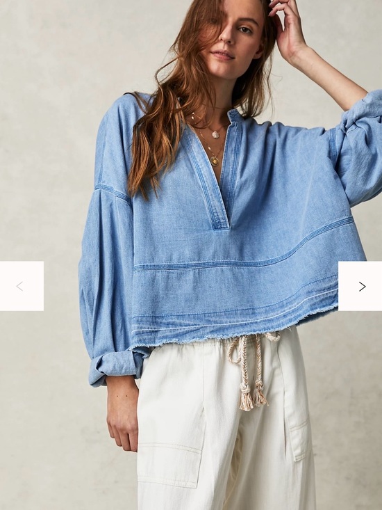 Free People Tops - Free People Jude Denim Pullover Medium Color: Vintage Indigo NWT